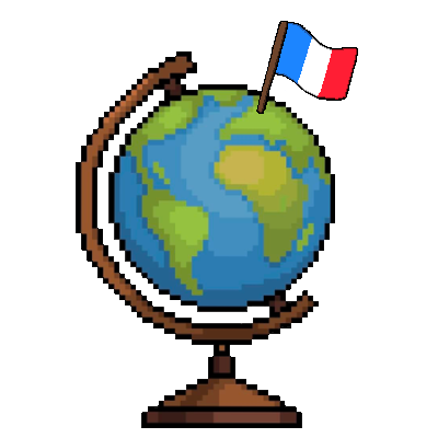 5th most spoken language Globe with French flag